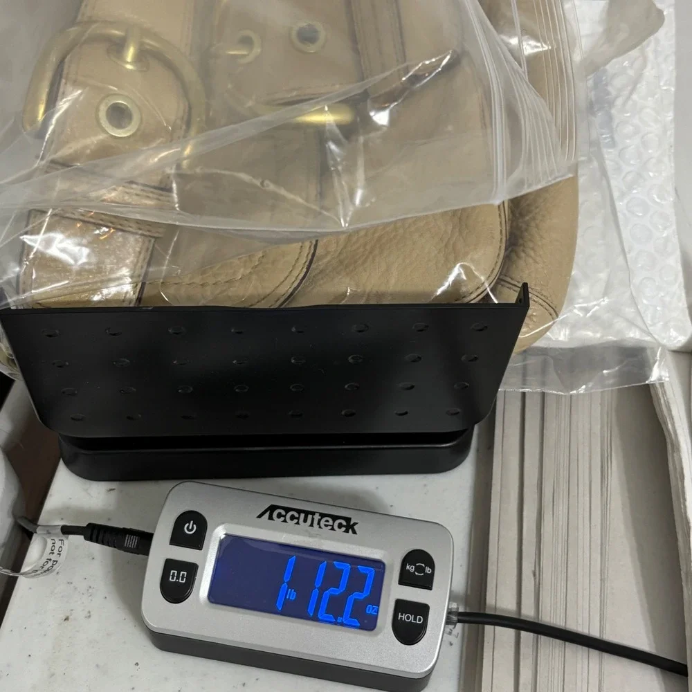 Vtg Coach Soho Beige Pebble Leather Double Pocket Flap Shoulder Bag Buckle 11842 - Picture 12 of 13